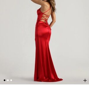 Elegant Red Satin Evening Gown